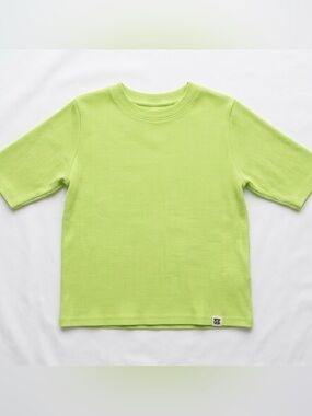 Lime Green Ribbed Short Sleeve Crew Top